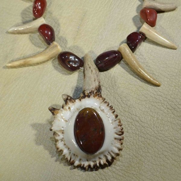 Bloodstone Mookite Elk Necklace