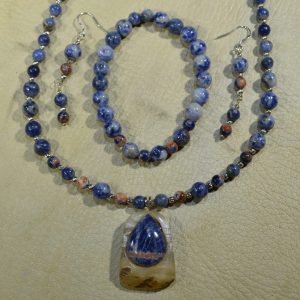 Sodalite & Ram Horn Gemstone Jewelry Set